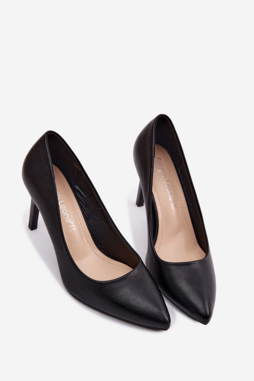 Mākslīgas ādas augstpapēžu zābaki Sergio Leone 1339 melnā krāsā