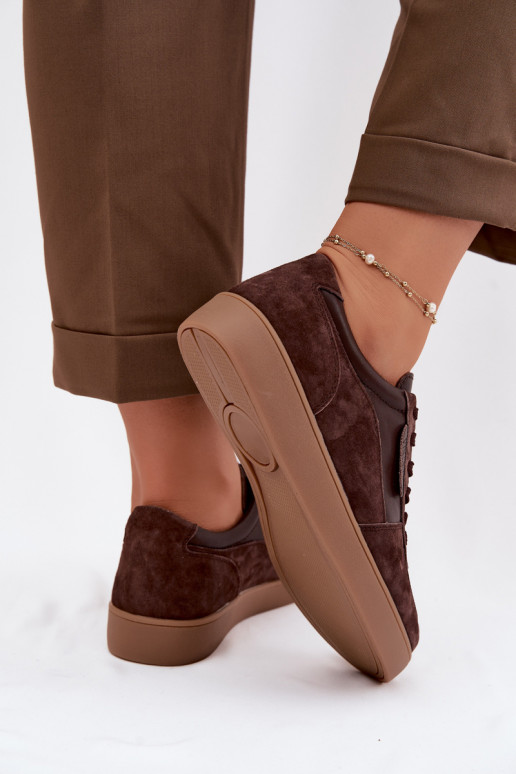 Zamša sporta apavi sieviešu modelis Vinceza 7933 šokolādes krāsā
