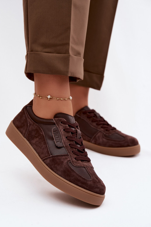 Zamša sporta apavi sieviešu modelis Vinceza 7933 šokolādes krāsā