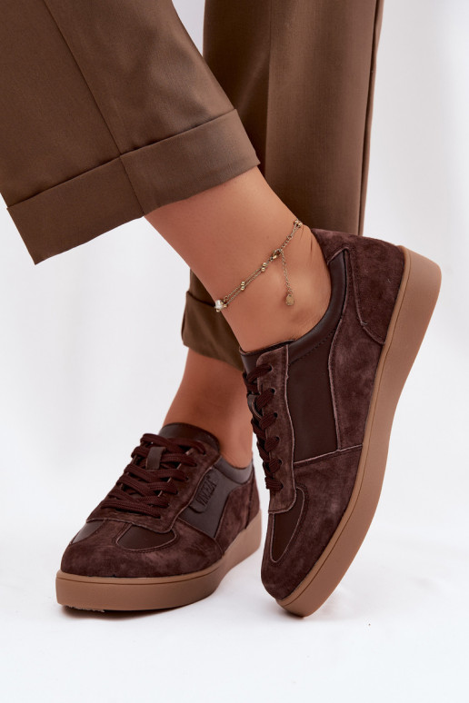 Zamša sporta apavi sieviešu modelis Vinceza 7933 šokolādes krāsā