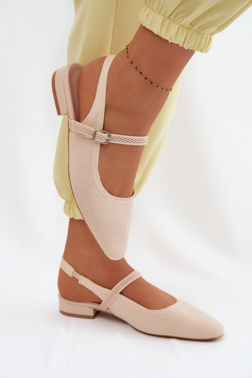 Auduma sandales Balerīnas Sieviešu ar siksniņām Ziloņkaula krāsas Selrene