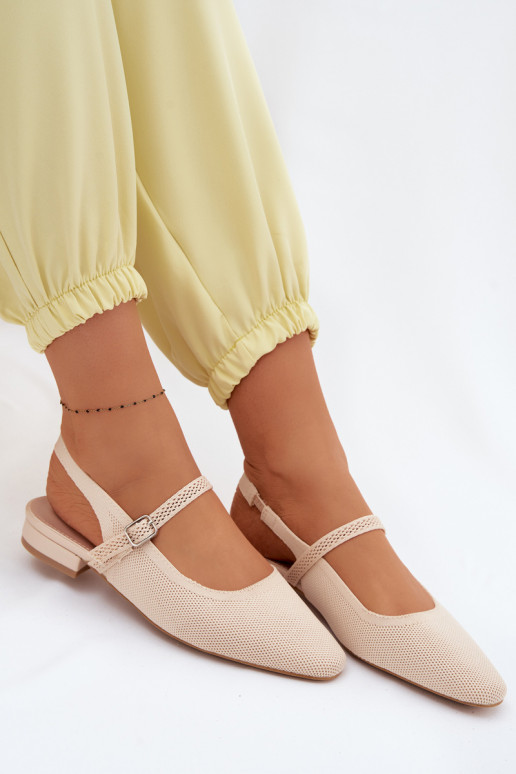 Auduma sandales Balerīnas Sieviešu ar siksniņām Ziloņkaula krāsas Selrene