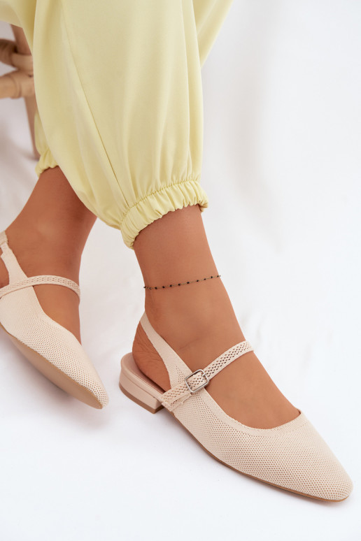 Auduma sandales Balerīnas Sieviešu ar siksniņām Ziloņkaula krāsas Selrene