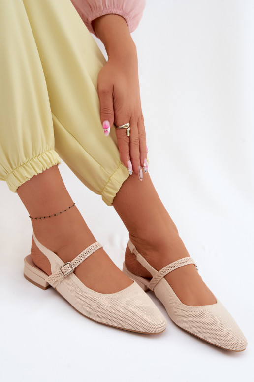 Auduma sandales Balerīnas Sieviešu ar siksniņām Ziloņkaula krāsas Selrene