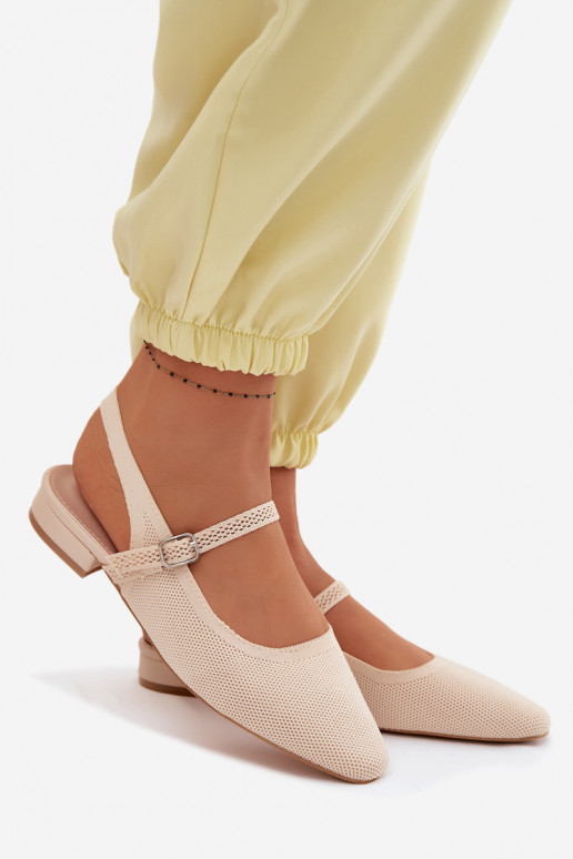 Auduma sandales Balerīnas Sieviešu ar siksniņām Ziloņkaula krāsas Selrene