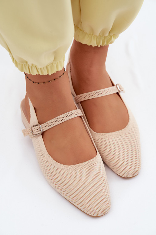 Auduma sandales Balerīnas Sieviešu ar siksniņām Ziloņkaula krāsas Selrene