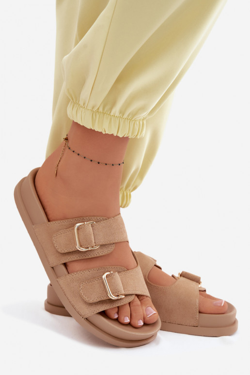 sieviešu čības Ze Zelta krāsasmi ar sprādzēmmi smilšu krāsas Pelorin