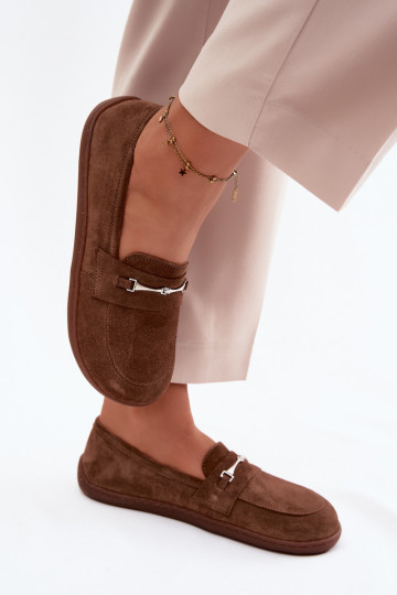 Mokasīni Barefoot zamšādas Zazoo 322 brūnas krāsas