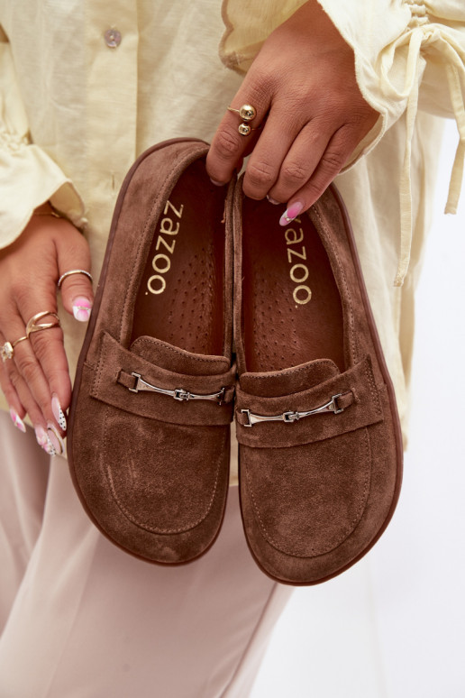 Mokasīni Barefoot zamšādas Zazoo 322 brūnas krāsas