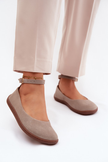 Zamšas barefoot balerīnas Zazoo 020, kapučīna krāsā 2