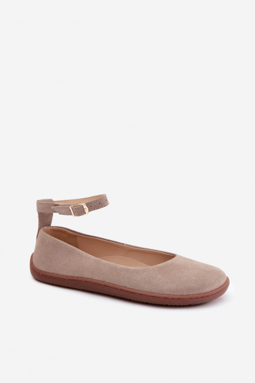 Balerīnas BarefootIeslēgtsturalnego zamšādasu Zazoo 020 Cappuccino