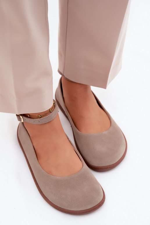 Zamšas barefoot balerīnas Zazoo 020, kapučīna krāsā