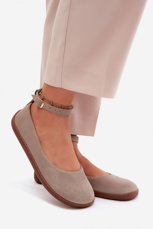 Balerīnas BarefootIeslēgtsturalnego zamšādasu Zazoo 020 Cappuccino