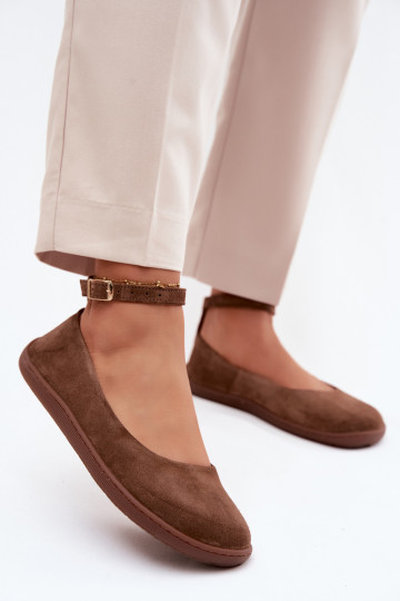 Zamšas barefoot balerīnas Zazoo 020, brūnā krāsā