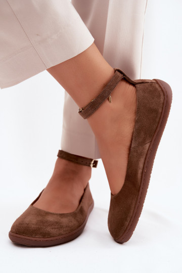 Balerīnas BarefootIeslēgtsturalnego zamšādasu Zazoo 020 brūnas krāsas 2