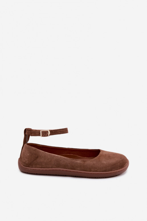 Zamšas barefoot balerīnas Zazoo 020, brūnā krāsā
