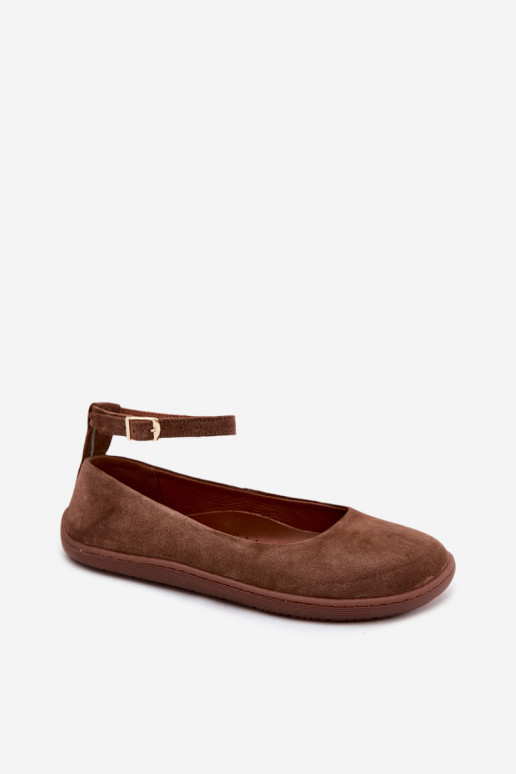 Zamšas barefoot balerīnas Zazoo 020, brūnā krāsā