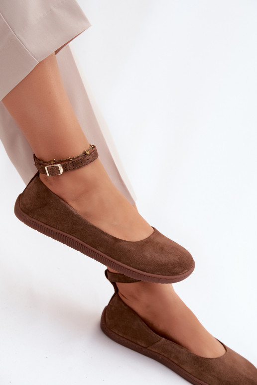 Zamšas barefoot balerīnas Zazoo 020, brūnā krāsā