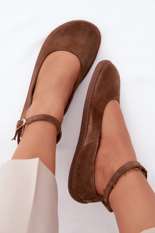 Zamšas barefoot balerīnas Zazoo 020, brūnā krāsā