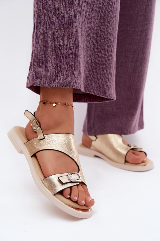 Sieviešu basenes Sieviešu ar platiem papēžiem Vinceza 86434 Zelta krāsas