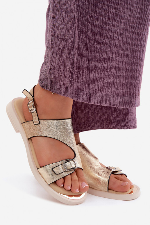 Sieviešu basenes Sieviešu ar platiem papēžiem Vinceza 86434 Zelta krāsas