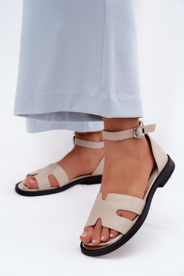 Sieviešu basenesIeslēgtsturalnej Skóry ar platiem papēžiem Vinceza 62305 smilšu krāsas 2