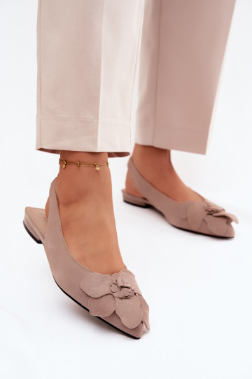 sandales Āda zamšādas ar platiem papēžiem Ar greznu Puķe Vinceza 66951 smilšu krāsas