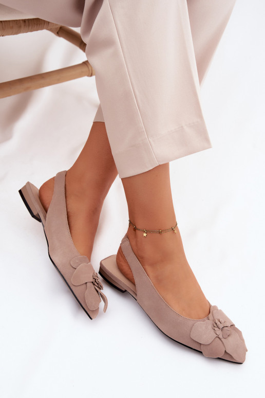 sandales Āda zamšādas ar platiem papēžiem Ar greznu Puķe Vinceza 66951 smilšu krāsas