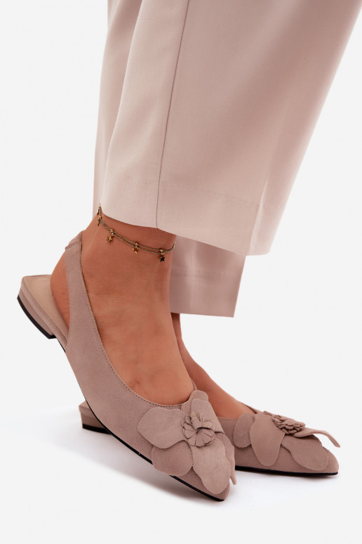 sandales Āda zamšādas ar platiem papēžiem Ar greznu Puķe Vinceza 66951 smilšu krāsas