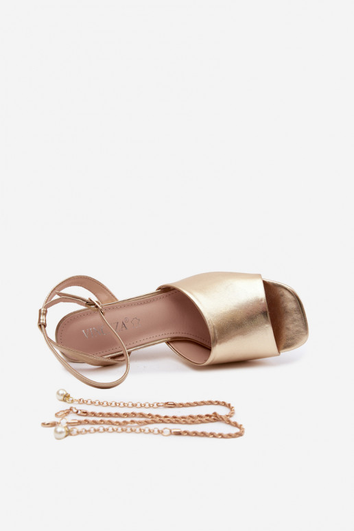 Sieviešu basenes ar papēdi Vinceza 62297 Zelta krāsas