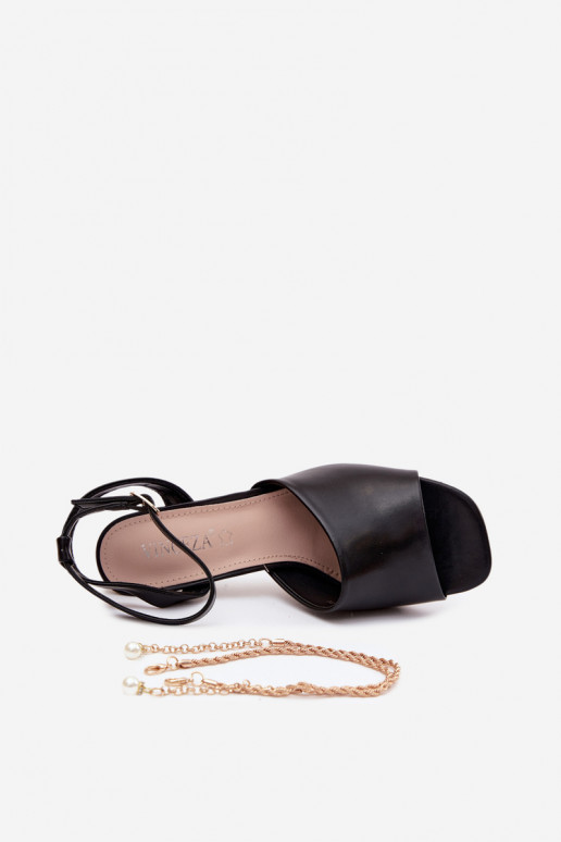 Sieviešu basenes ar papēdi Vinceza 62297 melnas krāsas