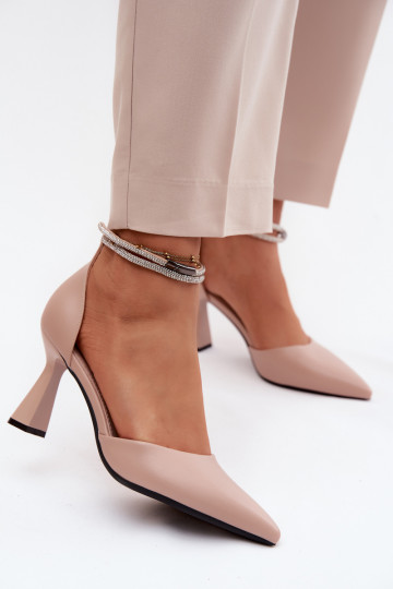 Kurpes ar papēdiBłyszczącym Svītrasem Vinceza 62283 smilšu krāsas 2