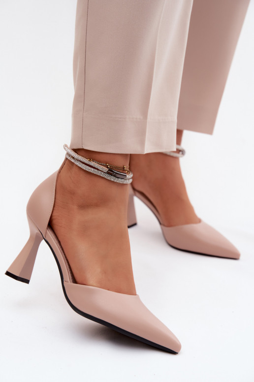 Kurpes ar papēdiBłyszczącym Svītrasem Vinceza 62283 smilšu krāsas