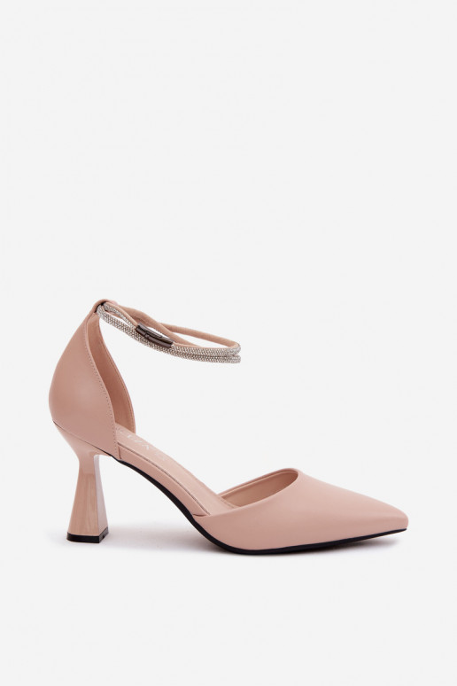 Kurpes ar papēdiBłyszczącym Svītrasem Vinceza 62283 smilšu krāsas