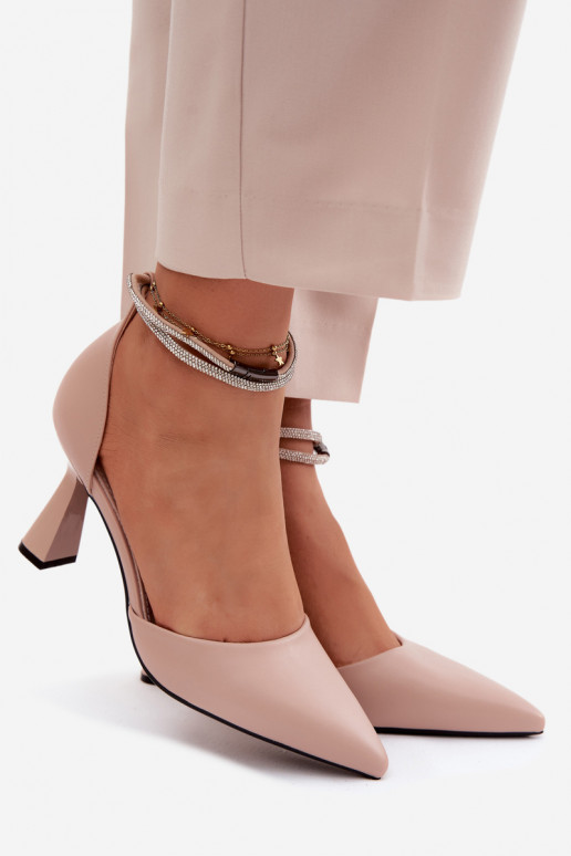 Kurpes ar papēdiBłyszczącym Svītrasem Vinceza 62283 smilšu krāsas