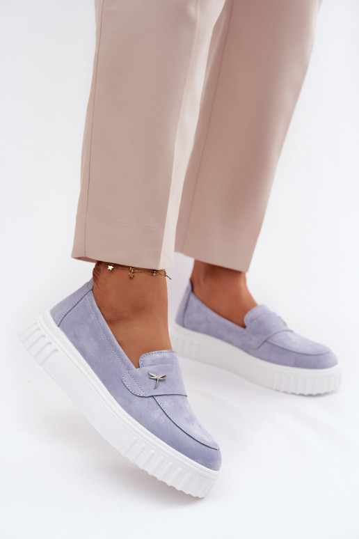 Āda zamšādas apavi Sieviešu ar platformu Paslīdēt uz Vinceza 93218 Zilas krāsas