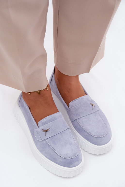 Āda zamšādas apavi Sieviešu ar platformu Paslīdēt uz Vinceza 93218 Zilas krāsas