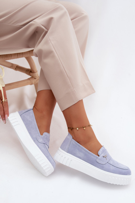 Āda zamšādas apavi Sieviešu ar platformu Paslīdēt uz Vinceza 93218 Zilas krāsas