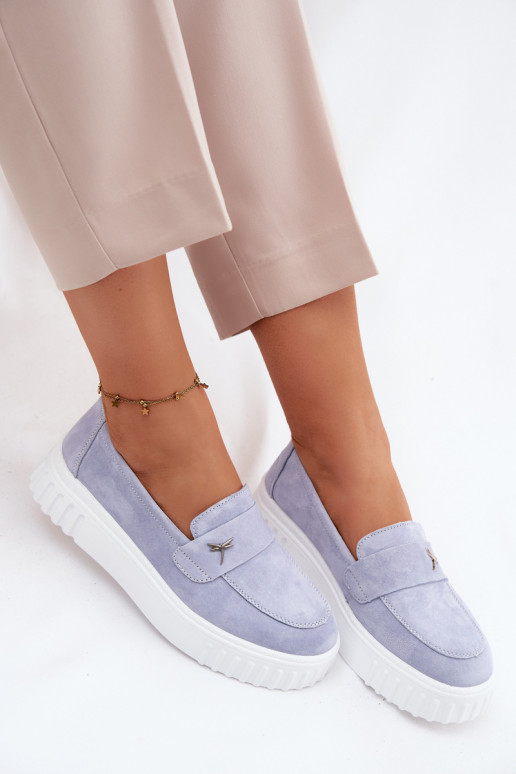 Āda zamšādas apavi Sieviešu ar platformu Paslīdēt uz Vinceza 93218 Zilas krāsas