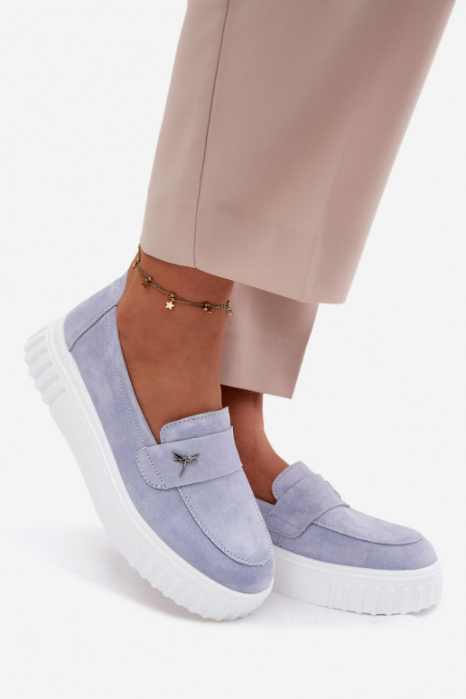 Āda zamšādas apavi Sieviešu ar platformu Paslīdēt uz Vinceza 93218 Zilas krāsas