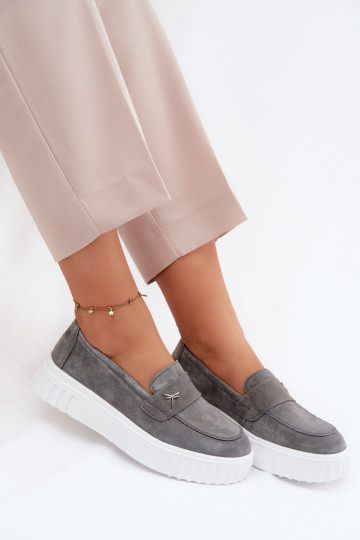 Āda zamšādas apavi Sieviešu ar platformu Paslīdēt uz Vinceza 93218 pelēkas krāsas