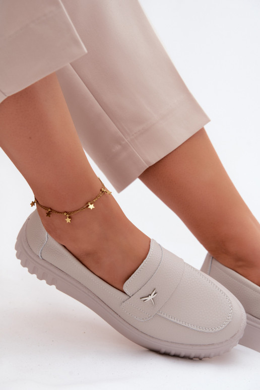 Sieviešu ādas platformas kurpes, ievelkamas Vinceza 93218 bēšā