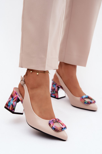 Sieviešu basenesDekoracyjną ar sprādzēm Vinceza 62289 smilšu krāsas 2