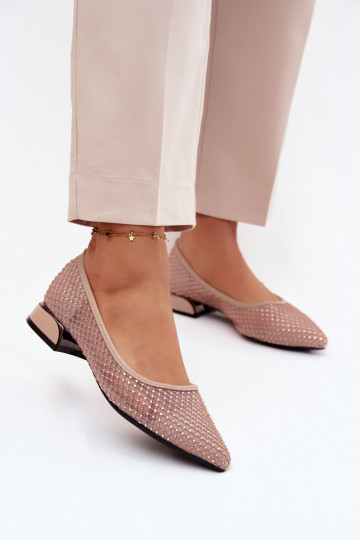 Balerīnas Uz Zema Papēža Tīkls Ar Dekorāciju Vinceza 62294 smilšu krāsas 2