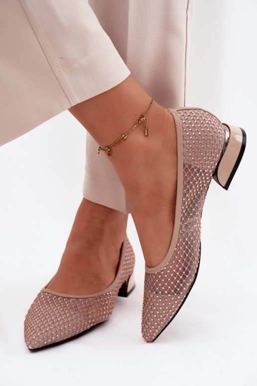 Balerīnas Uz Zema Papēža Tīkls Ar Dekorāciju Vinceza 62294 smilšu krāsas