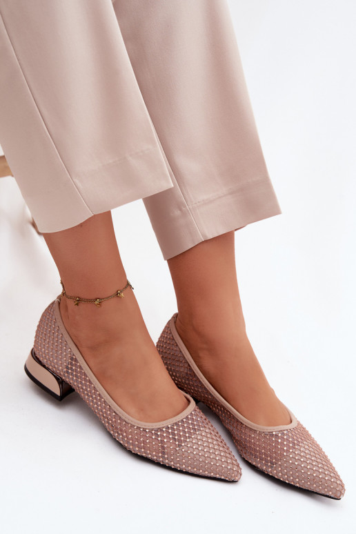 Balerīnas Uz Zema Papēža Tīkls Ar Dekorāciju Vinceza 62294 smilšu krāsas