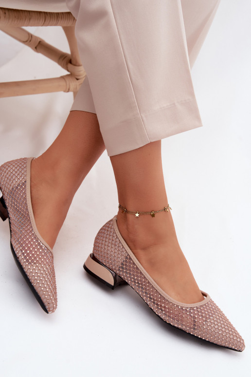 Balerīnas Uz Zema Papēža Tīkls Ar Dekorāciju Vinceza 62294 smilšu krāsas