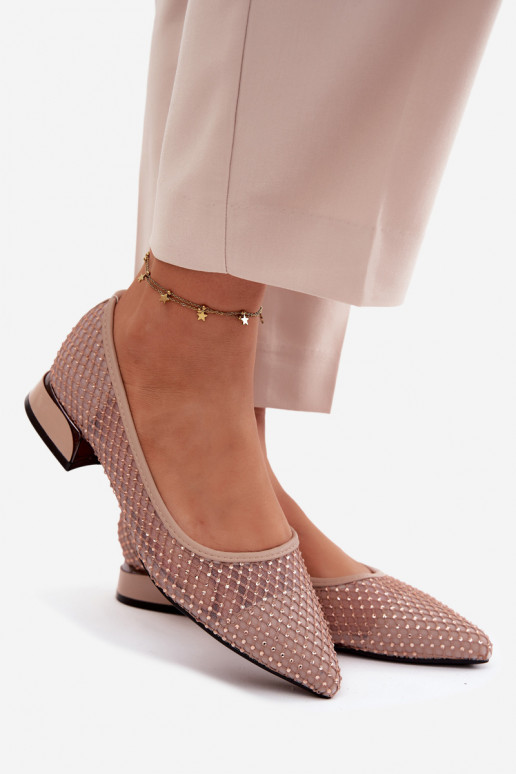 Balerīnas Uz Zema Papēža Tīkls Ar Dekorāciju Vinceza 62294 smilšu krāsas