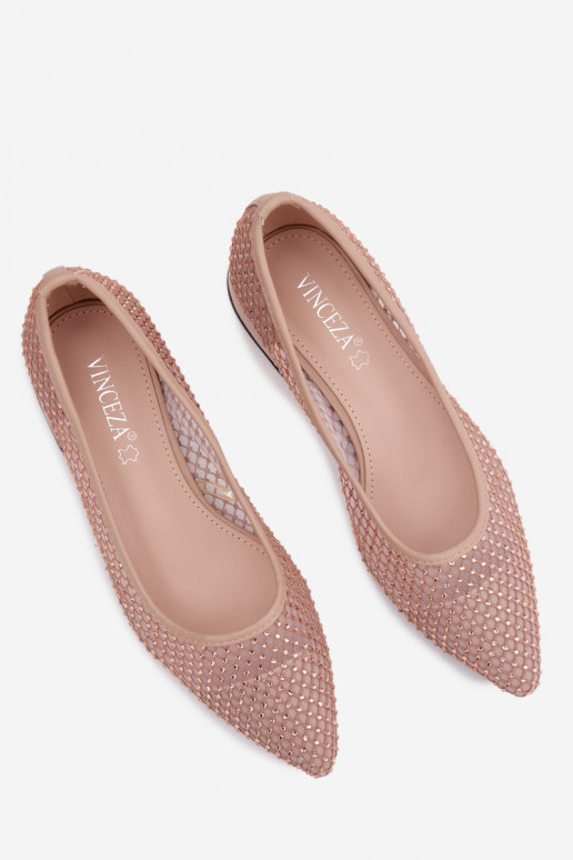 Balerīnas Uz Zema Papēža Tīkls Ar Dekorāciju Vinceza 62294 smilšu krāsas