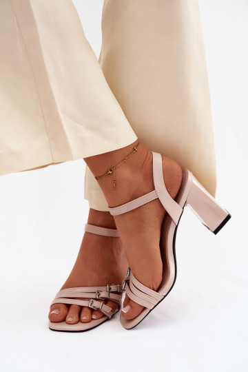 Sieviešu basenes ar papēdi Post Ar svītrām Vinceza 62310 smilšu krāsas 2